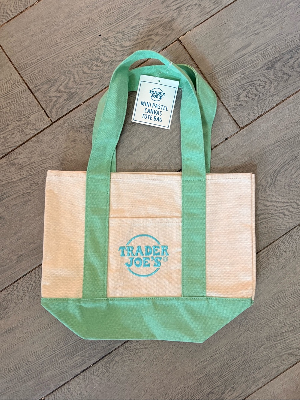 Trader Joe’s Mini Canvas Tote Bag - Light Green NWT